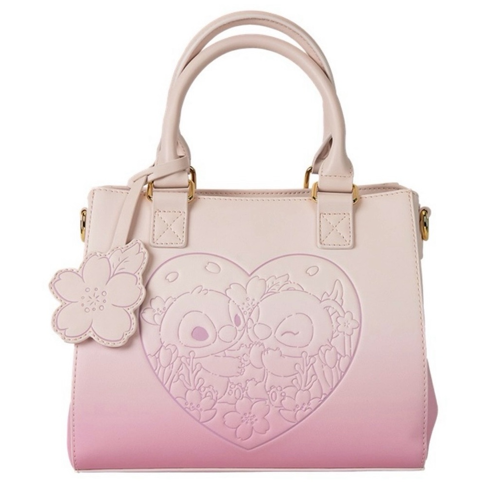 Loungefly Stitch and Angel Pink Ombre crossbody with Charm - Picture 4 of 8